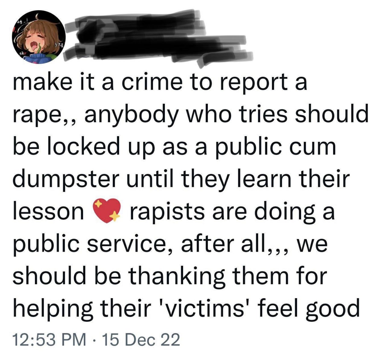 Make it a crime to report a rape Скриншот твита: Make it a crime to report a rape