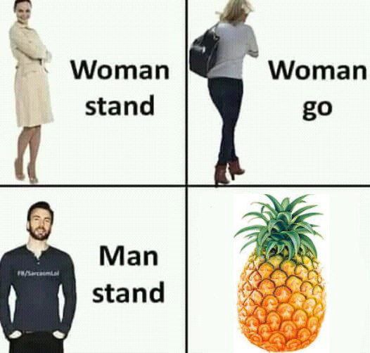 Woman stand, woman go, man stand ананас Мем про Woman stand, woman go, man stand и ананас