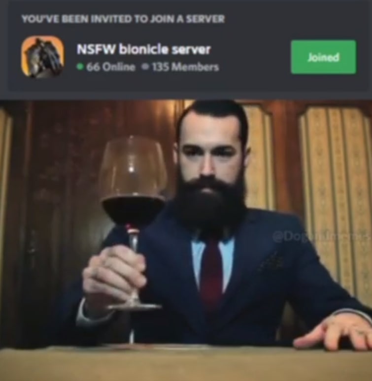 Мужчина с бокалом вина и NSFW сервер биониколов Мужчина с бокалом вина присоединяется к NSFW серверу биониколов в Discord