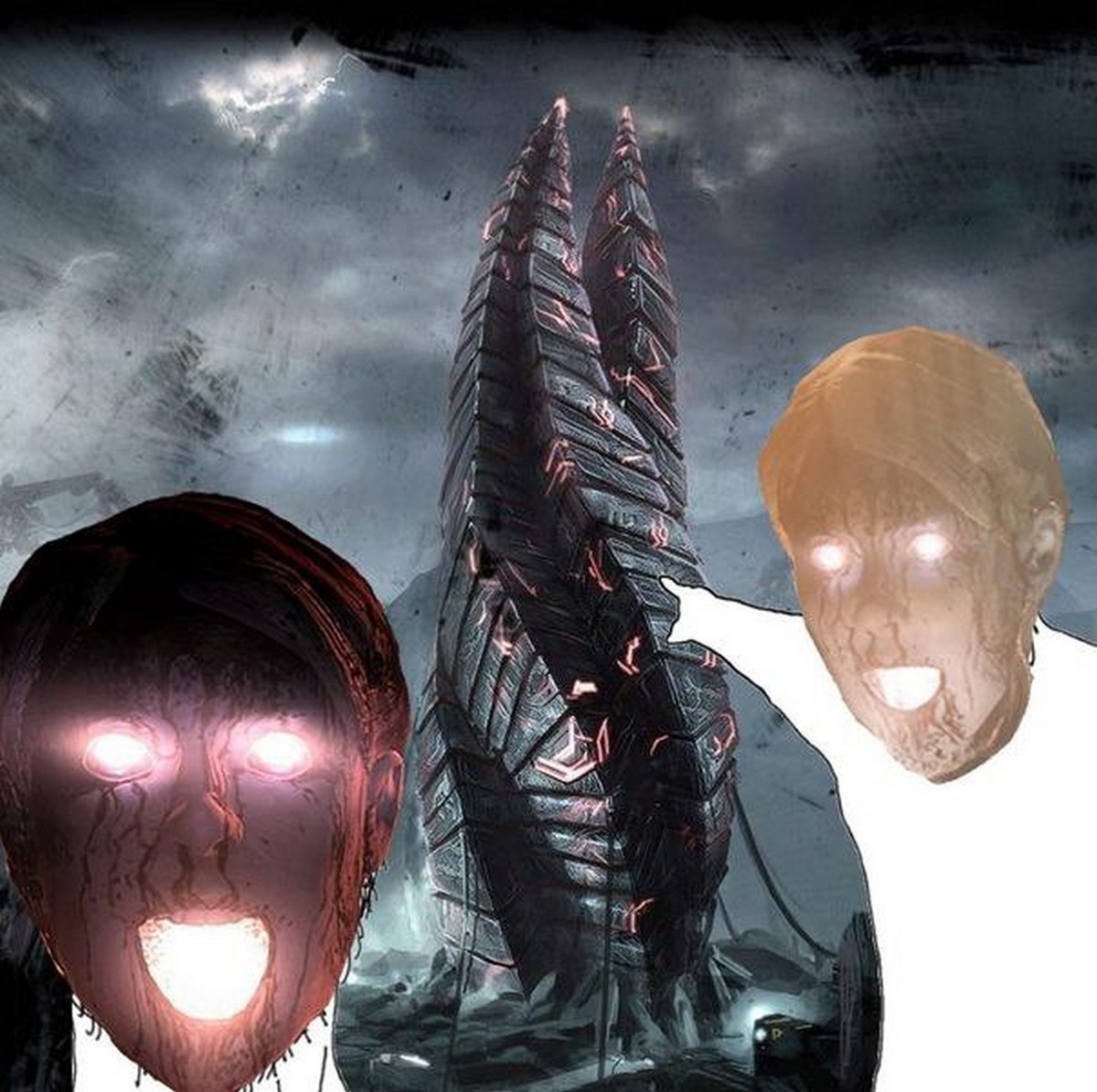 Маркер Dead Space Мем с двумя персонажами с горящими глазами и открытыми ртами, которые указывают на Черный Маркер из игры Dead Space. Фон изображения темный, с грозовыми облаками, что придает ему зловещий вид. Этот мем часто используется для обозначения чего-то удивительного или вызывающего сильные эмоции.