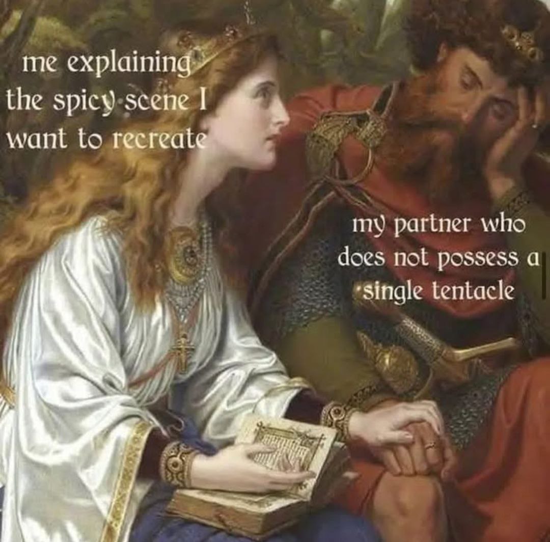 Я объясняю пикантную сцену, которую хочу воссоздать, и мой партнер, у которого нет ни одного щупальца