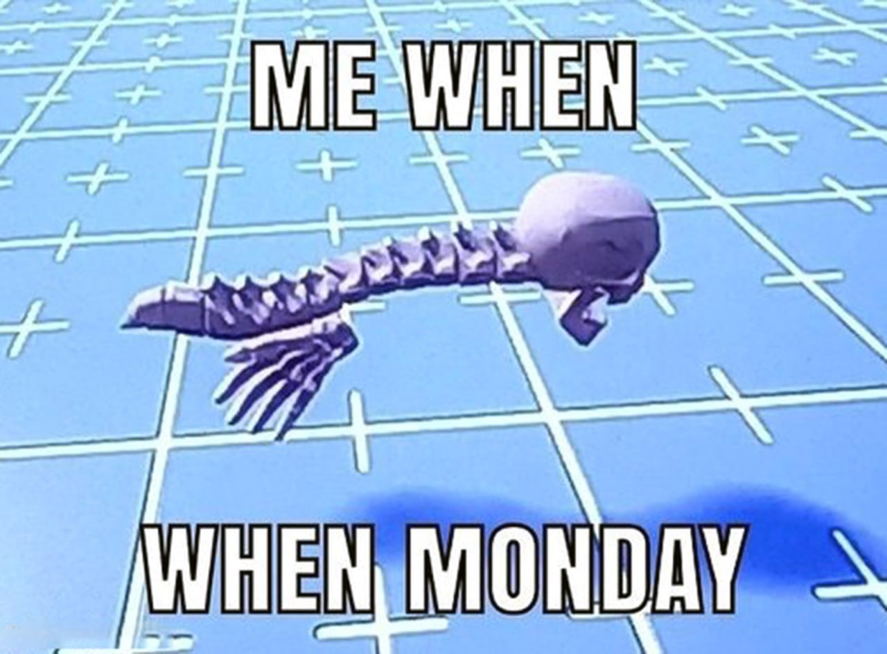 ME WHEN WHEN MONDAY Мем "ME WHEN WHEN MONDAY" с парящим позвоночником