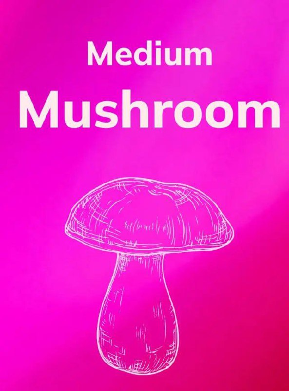 Мем Medium Mushroom Мем с надписью Medium Mushroom на ярко-розовом фоне и рисунком гриба