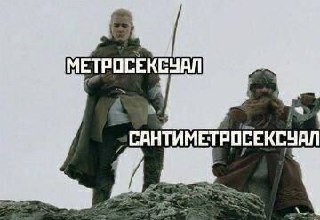 Леголас как метросексуал и Гимли как сантиметросексуал