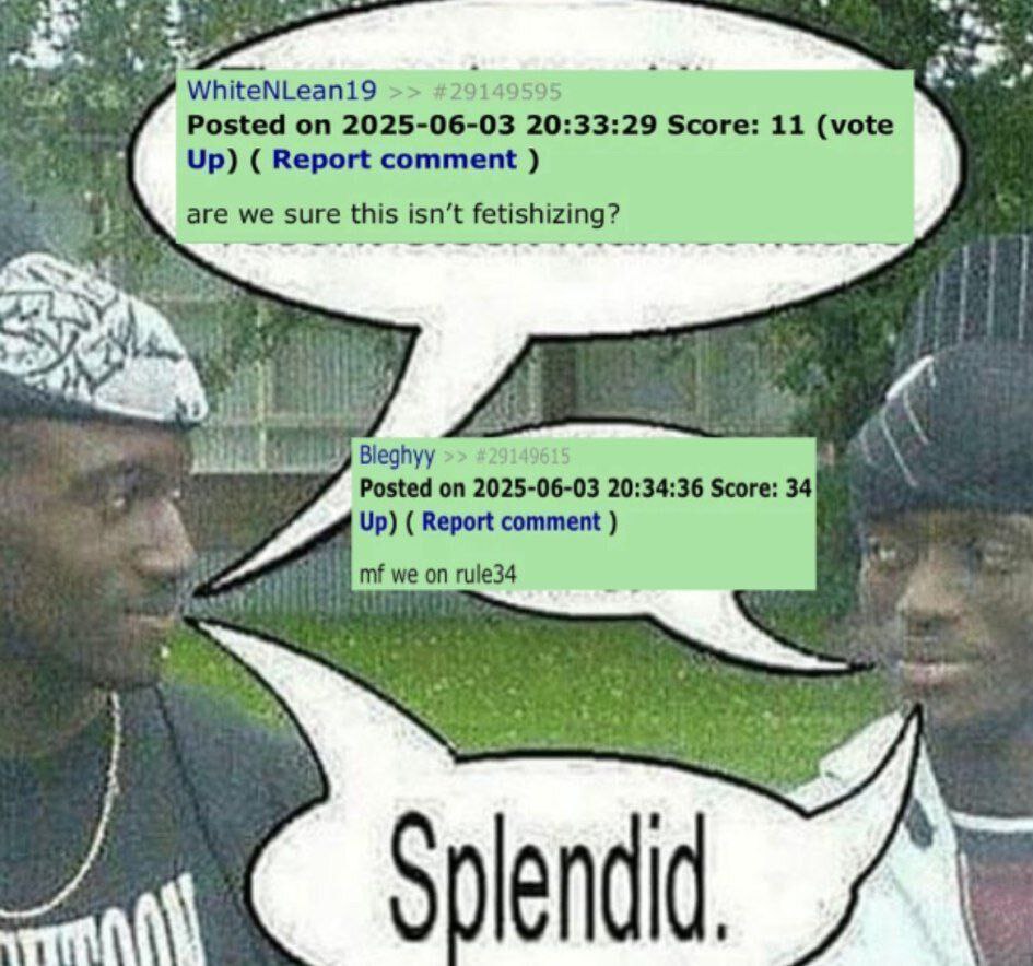 Mf we on rule34 Splendid Мы уверены, что это не фетишизация? Мы, блин, на Rule34. Великолепно.