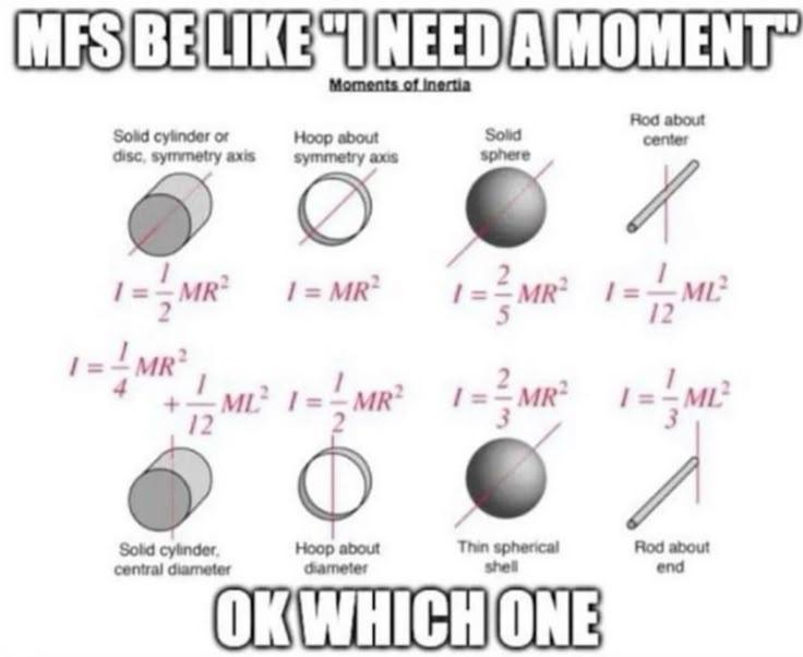 MFS be like "I need a moment" Математический мем с формулами "момента инерции"