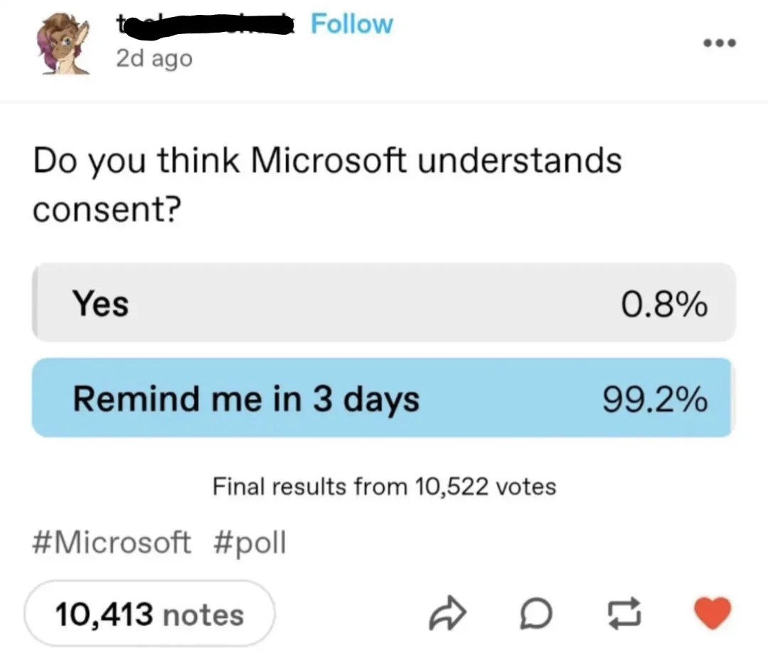 Microsoft и понимание согласия Опрос: Как вы думаете, Microsoft понимает согласие?