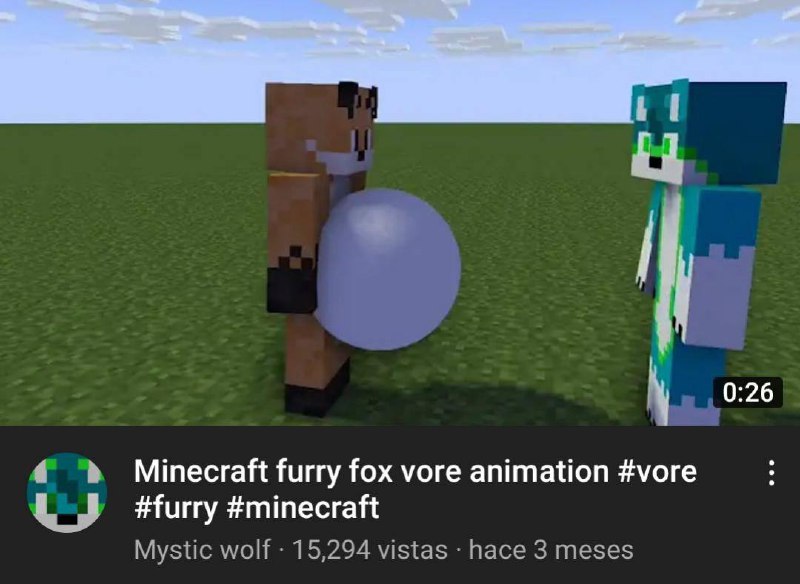 Minecraft furry fox vore animation Мем с лисом фурри из Майнкрафта с огромным животом и заголовком YouTube видео про вор