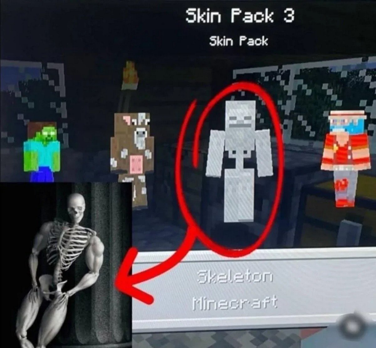 Скелет из Minecraft и накачанный скелет Скин скелета в Minecraft и накачанный скелет