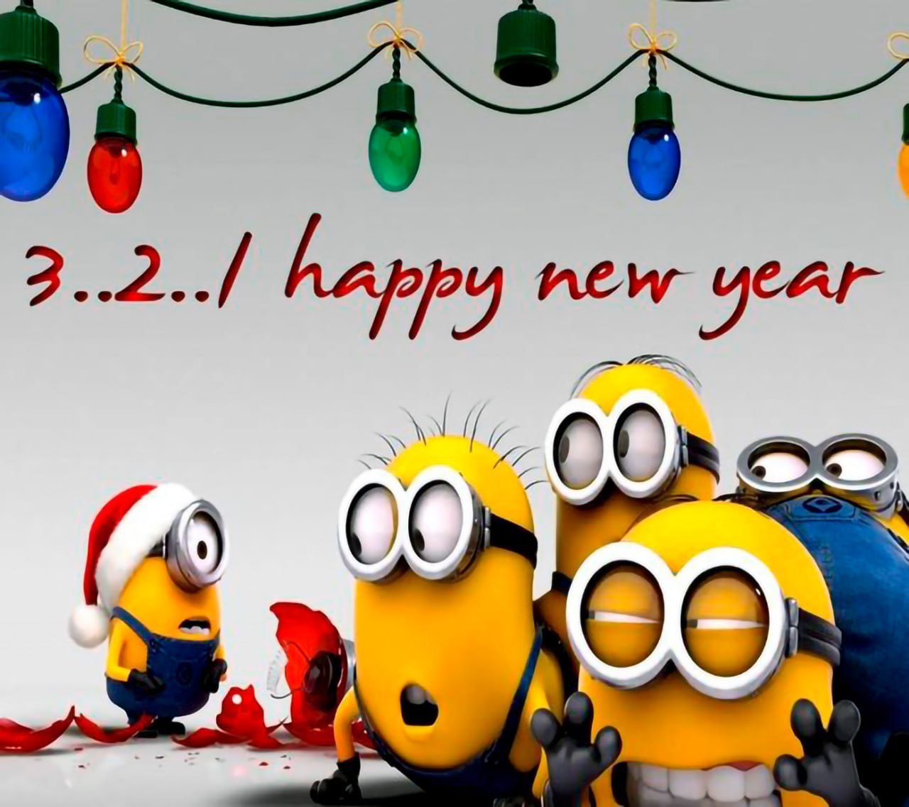 Миньоны 3 2 1 happy new year Миньоны встречают Новый год и один из них разбил елочную игрушку