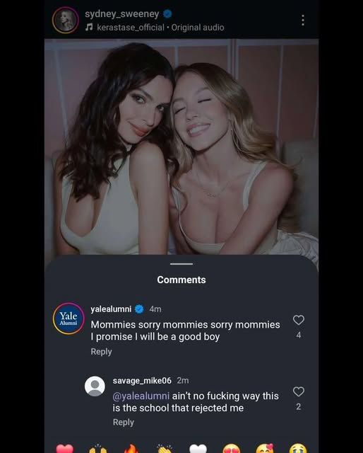 Mommy sorry mommies Yale alumni Мем с двумя привлекательными девушками, под которыми пользователи Instagram оставляют забавные комментарии, включая комментарий от «yalealumni» и ответ на него.