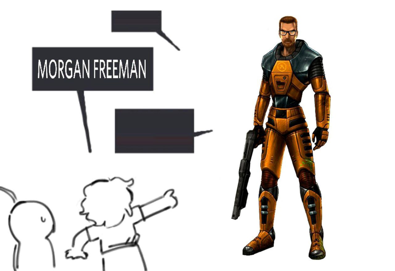 Гордон Фримен На картинке Гордон Фримен из Half-Life, на которого показывают пальцем и называют Морганом Фрименом
