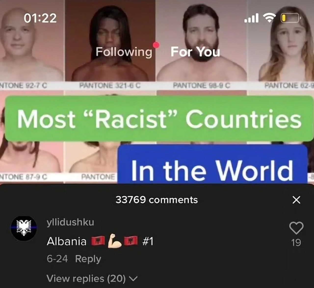 Самые расистские страны в мире Видео в TikTok о самых расистских странах в мире с комментарием про Албанию
