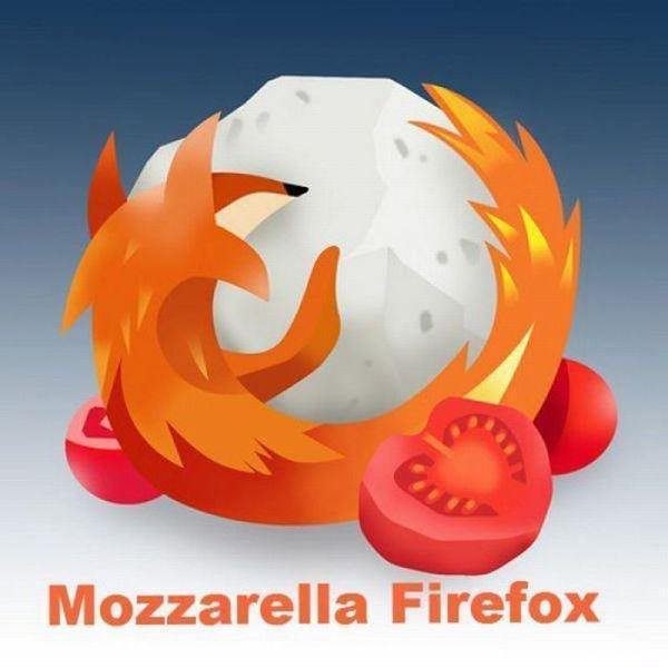 Моцарелла Firefox Логотип Mozilla Firefox с моцареллой и помидорами.