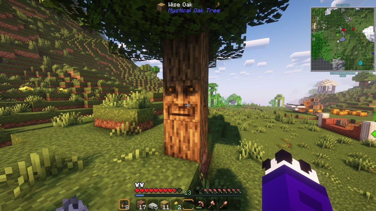 Мудрое дерево в Minecraft Мудрое дерево в Minecraft с лицом.