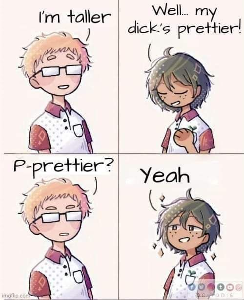 Комикс, где один персонаж хвастается ростом, а другой — красотой своего члена