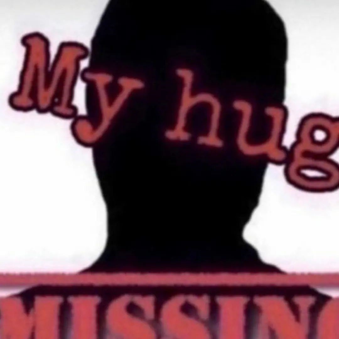 My hug missing Мем с силуэтом человека и надписью «My hug missing»