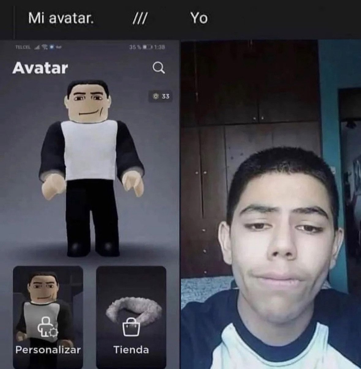 Mi avatar Yo Мем "Мой аватар" против "Я" в реальной жизни