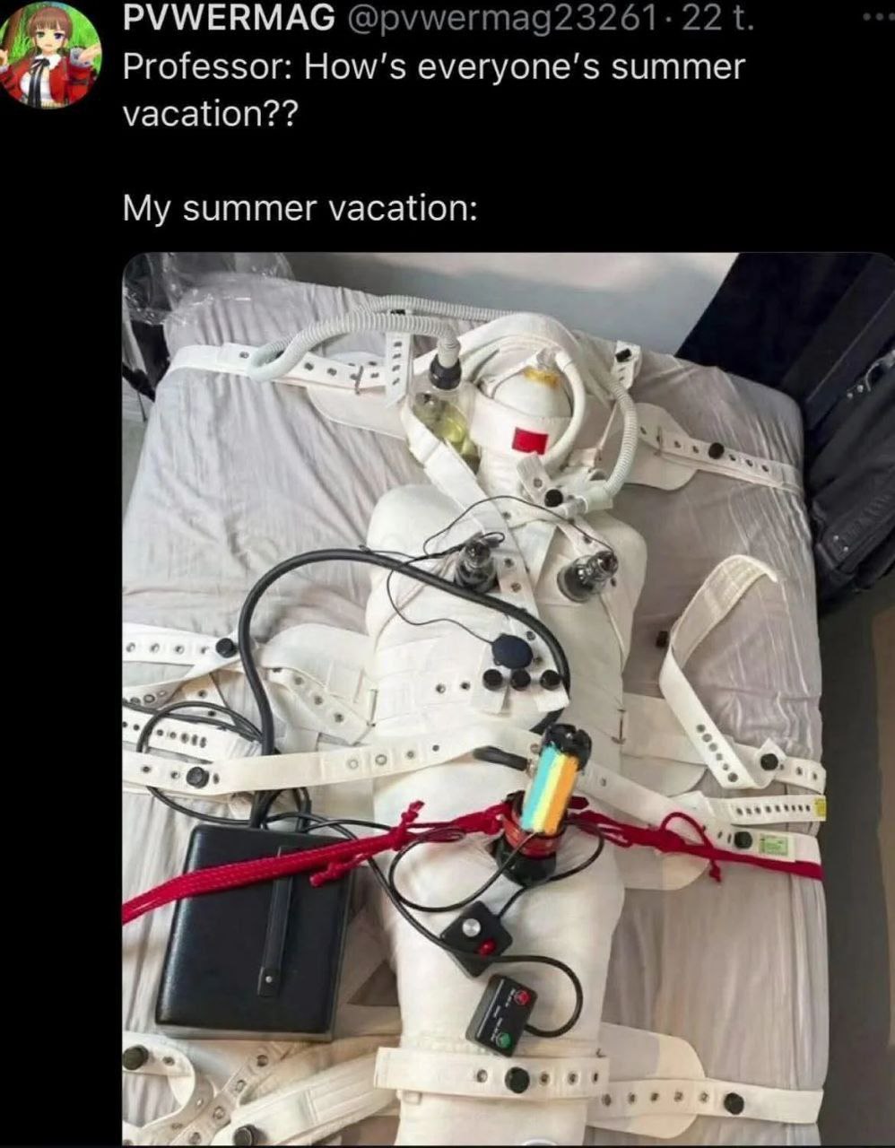 My summer vacation Мои летние каникулы: человек, привязанный к кровати