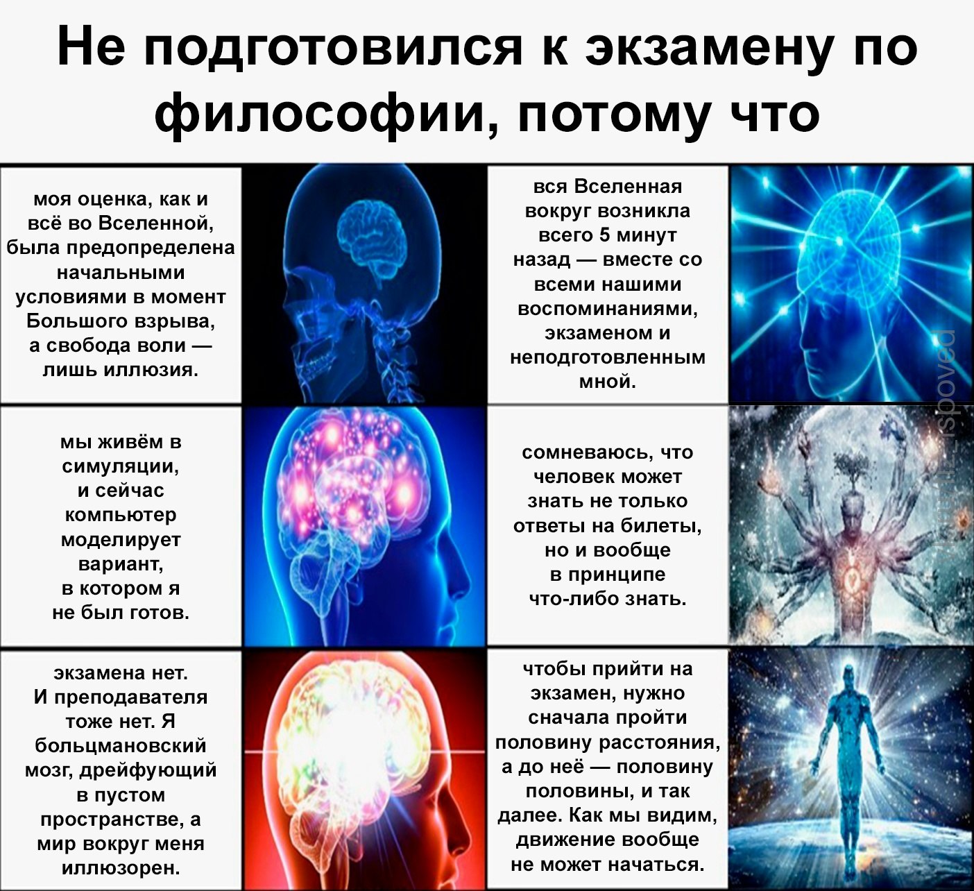 Студент не подготовился к экзамену по философии и оправдывает это рассуждениями о Вселенной, симуляции и свободе воли.