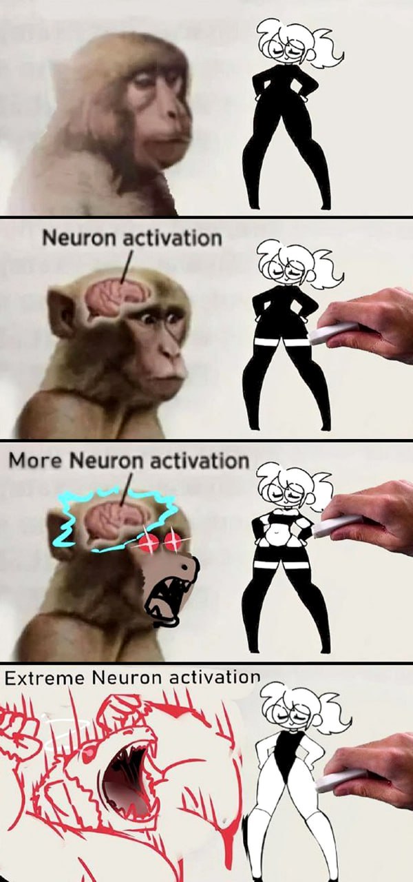 Neuron activation Последовательная активация нейронов обезьяны при рисовании девушки.