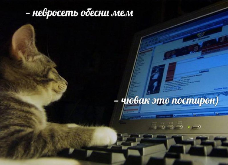 Нейросеть объясни мем Мем с котом, который смотрит на монитор и задаёт вопрос нейросети "Нейросеть объясни мем"
