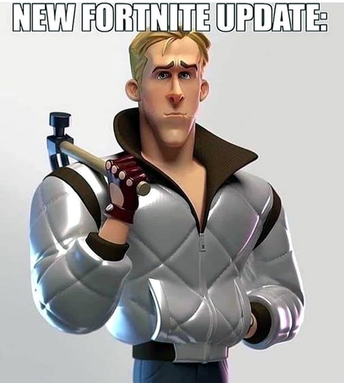 New Fortnite update Новое обновление Fortnite: мем с блондином в куртке с молотом