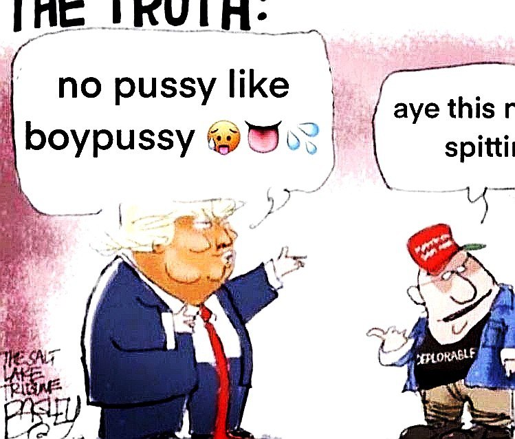 No pussy like boypussy Дональд Трамп говорит «no pussy like boypussy», а рядом стоящий мужчина в кепке «Make America Great Again» соглашается, говоря, что он «spitting facts»