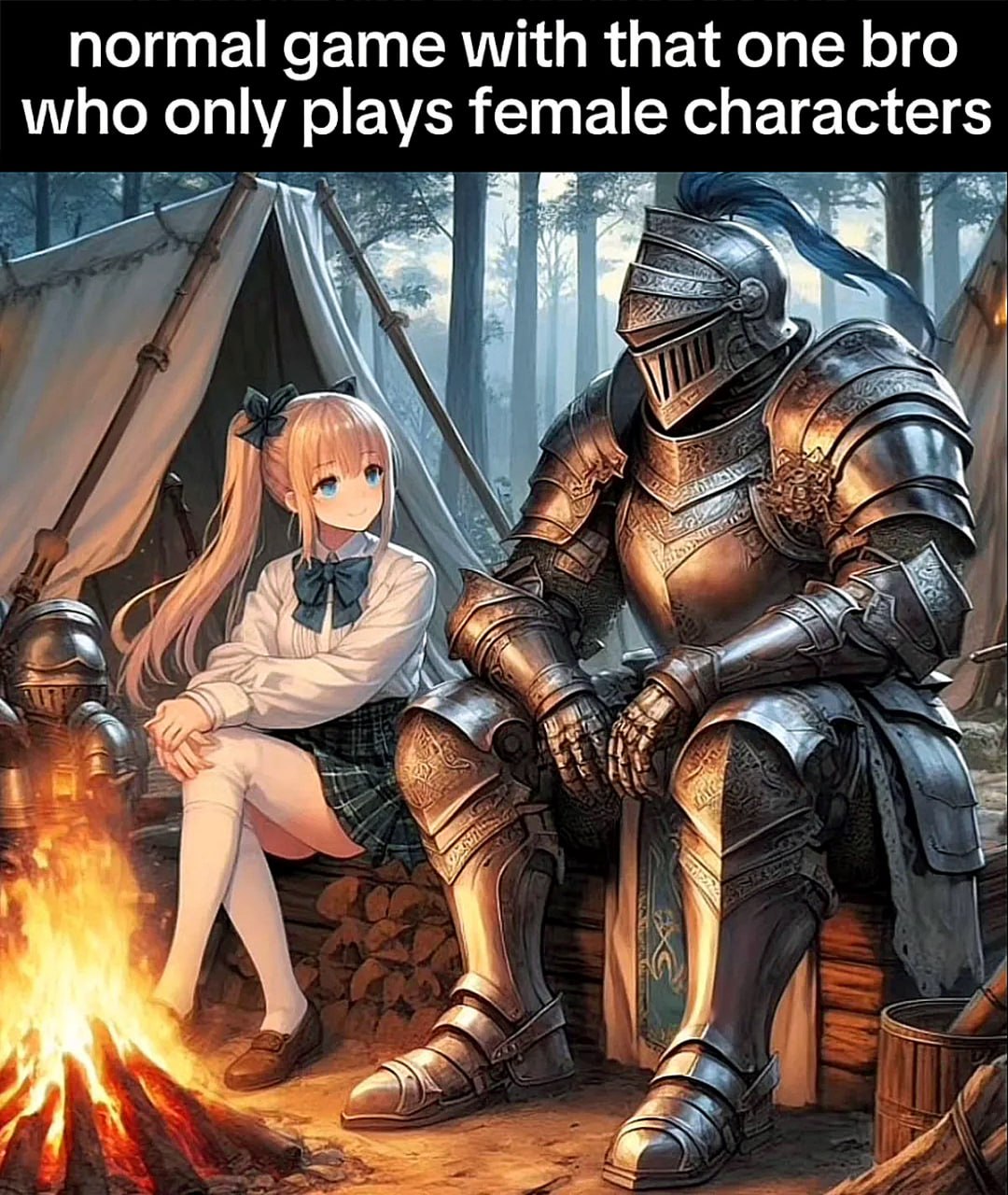 Normal game with that one bro who only plays female characters Мем про обычную игру с другом, который играет только за женских персонажей