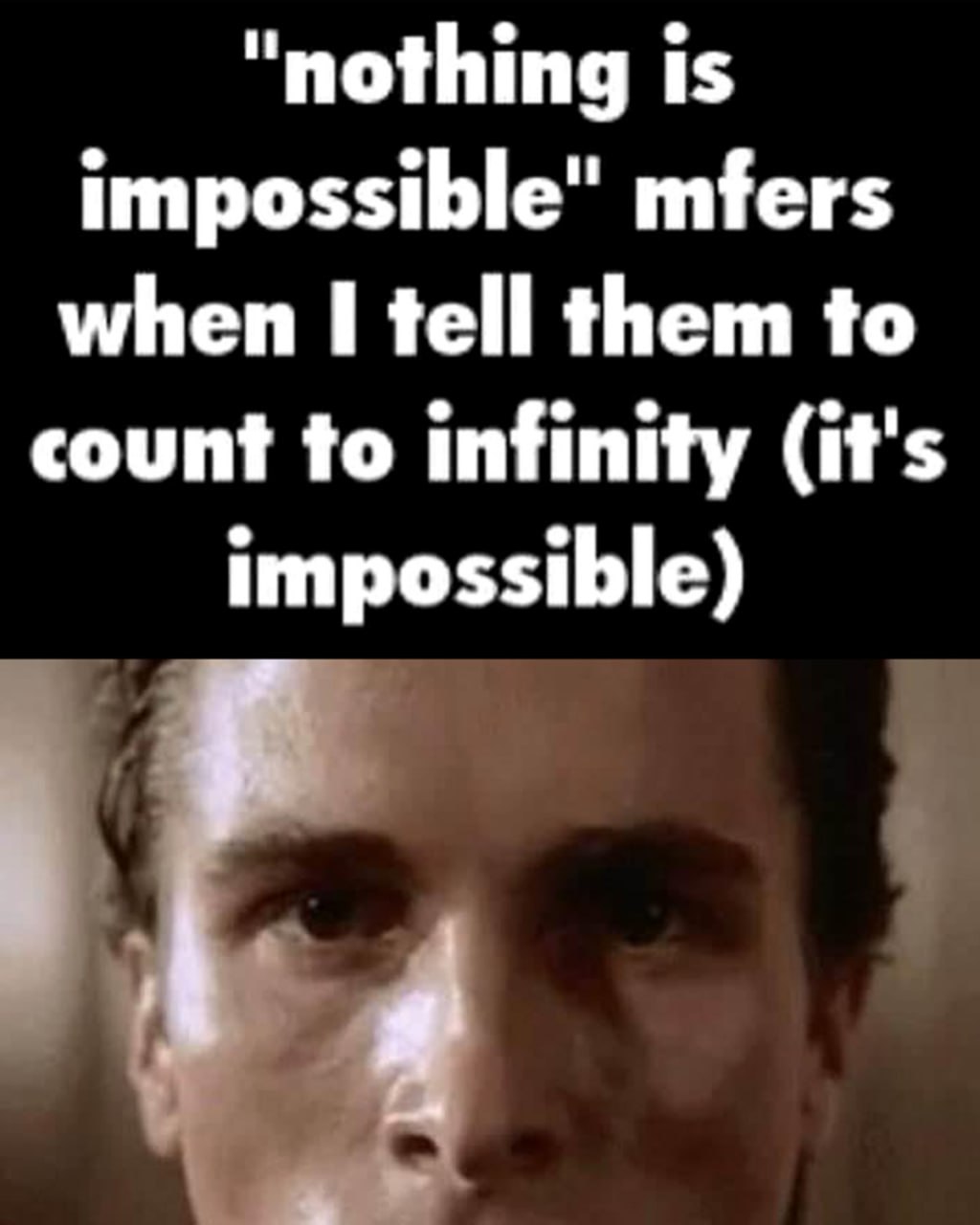 Nothing is impossible Christian Bale Мем с Кристианом Бэйлом и надписью «ничто не невозможно»