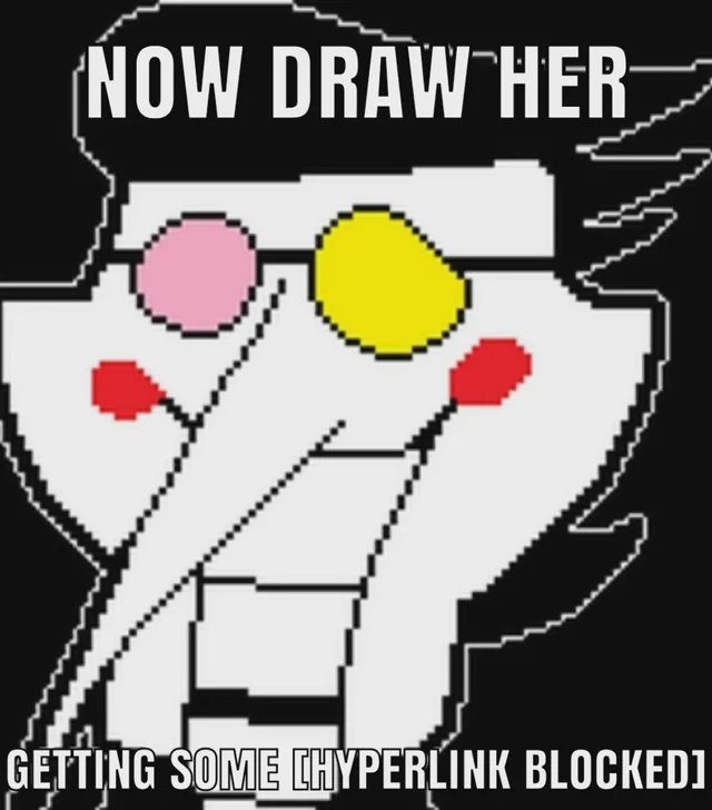 Спамтон с надписью "NOW DRAW HER GETTING SOME [HYPERLINK BLOCKED]"