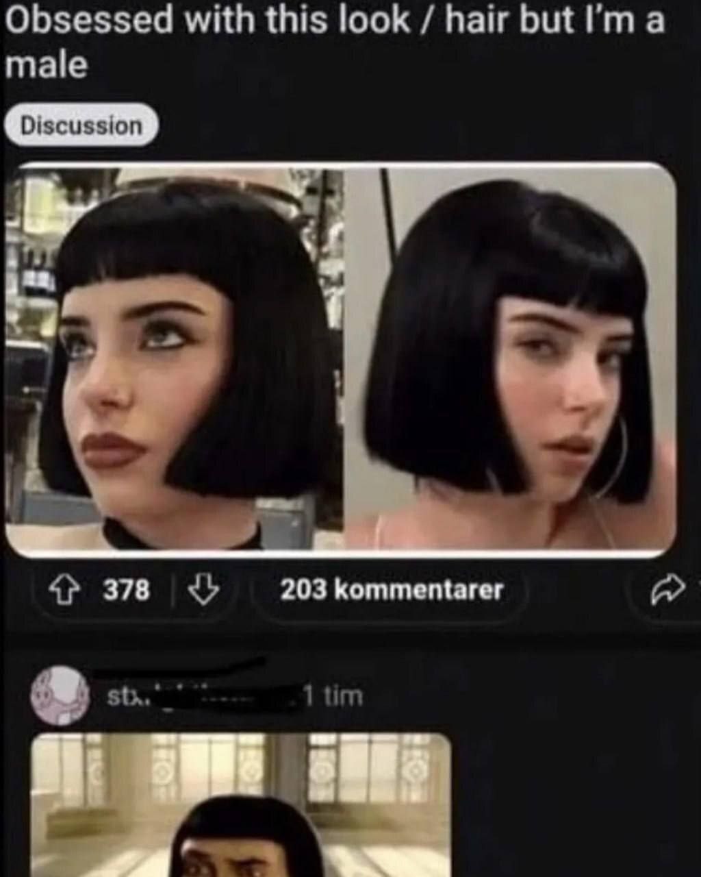 Obsessed with this look but I'm a male Мужчина, который хочет прическу как у женщины в каре с челкой