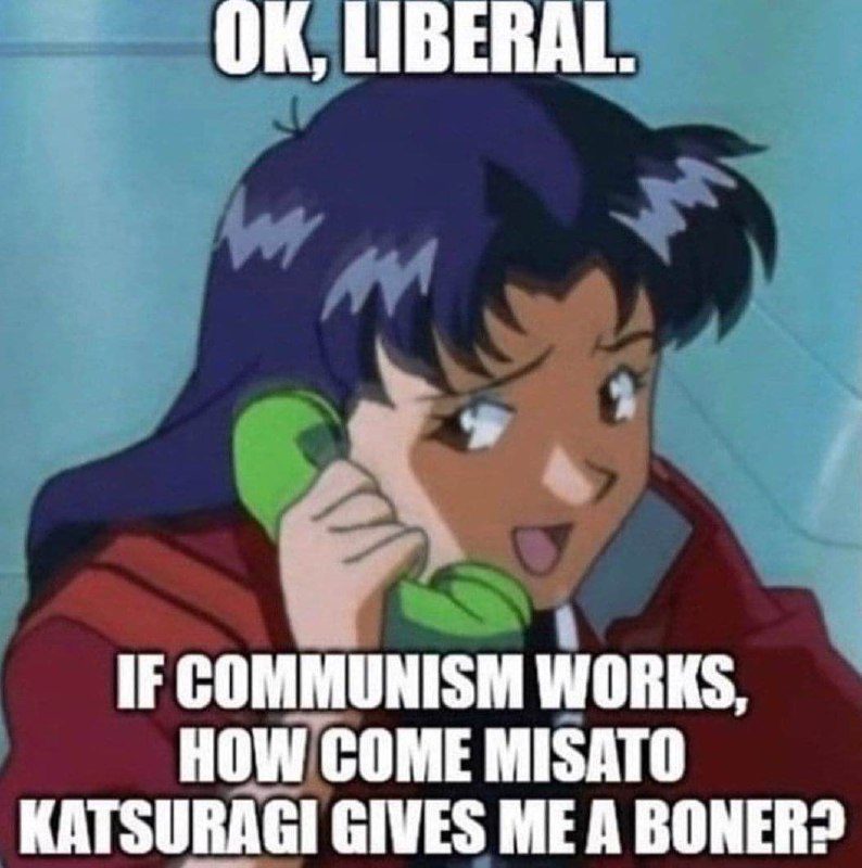 OK, liberal Мисато Кацураги говорит «Хорошо, либерал» по телефону