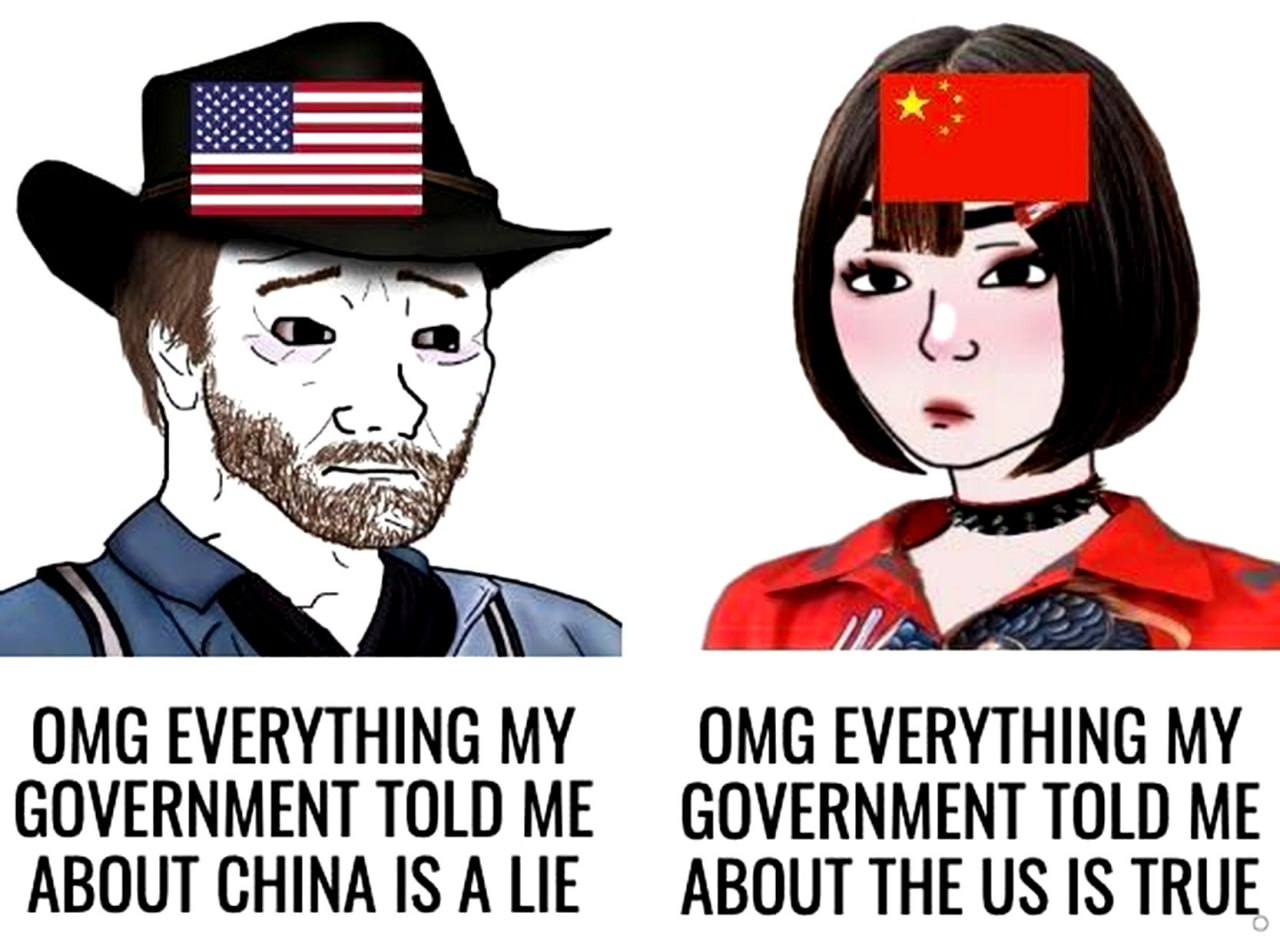 OMG Everything My Government Told Me About China Is a Lie Мем про ложь правительства США и правду правительства Китая