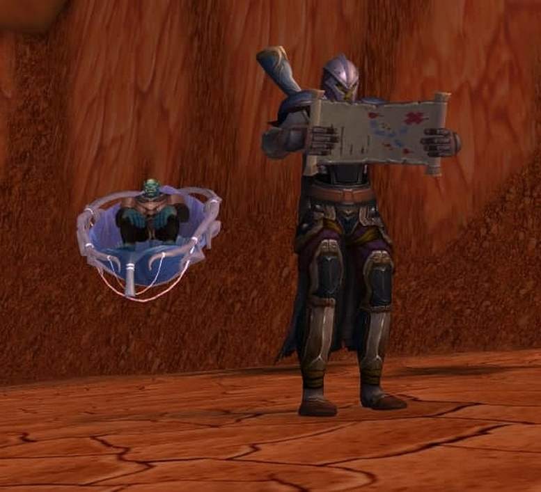 Мем с орком в тазике и персонажем с картой Персонаж из игры World of Warcraft с картой и орк в парящем тазике