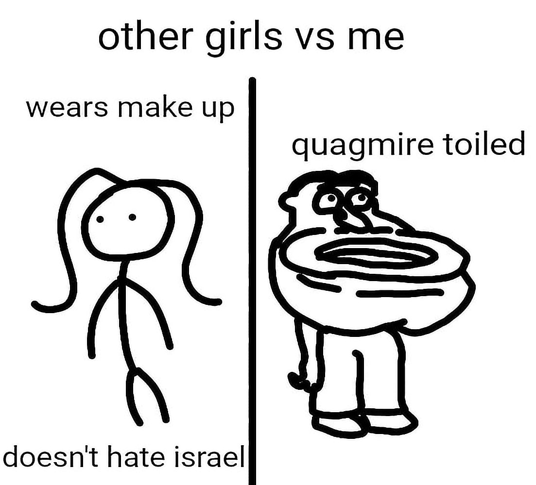 Other girls vs me Quagmire toiled Мем «Другие девушки против меня» с нарисованной девушкой-стикманом и унитазом, напоминающим Квагмайра