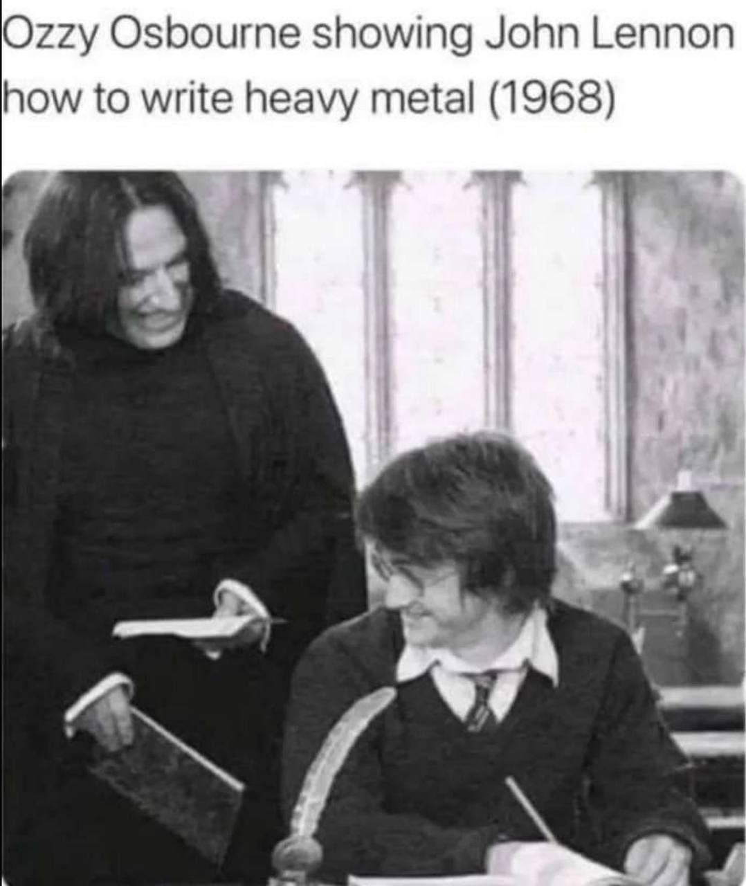 Ozzy Osbourne showing John Lennon how to write heavy metal Северус Снейп показывает Гарри Поттеру, как писать хэви-метал