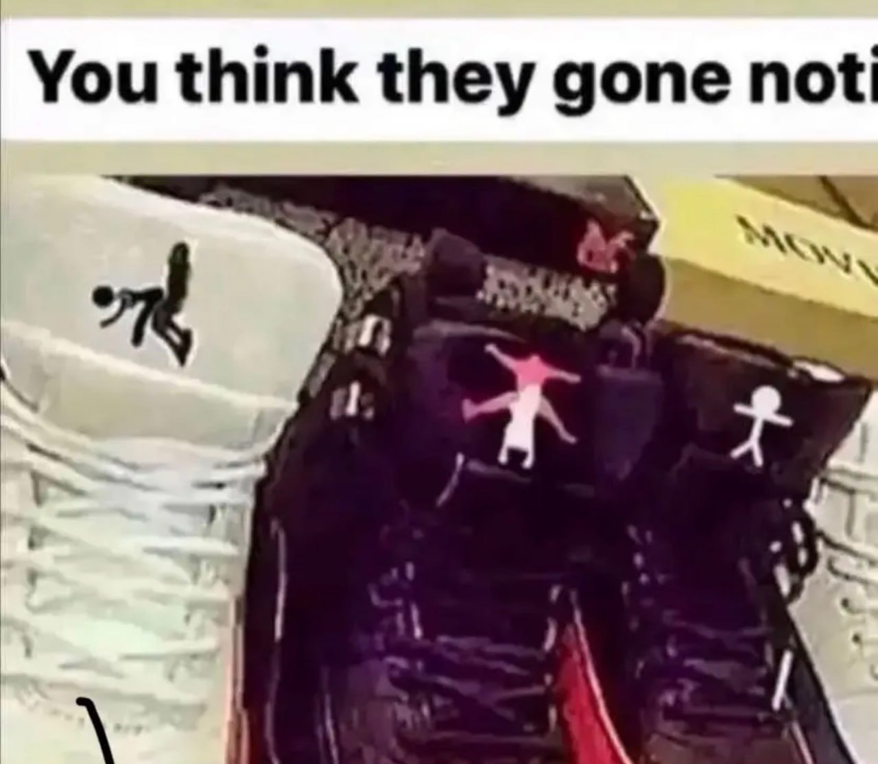 Пародия на логотип Nike Air Jordan Мем с кроссовками, на которых изображена пародия на логотип Nike Air Jordan.