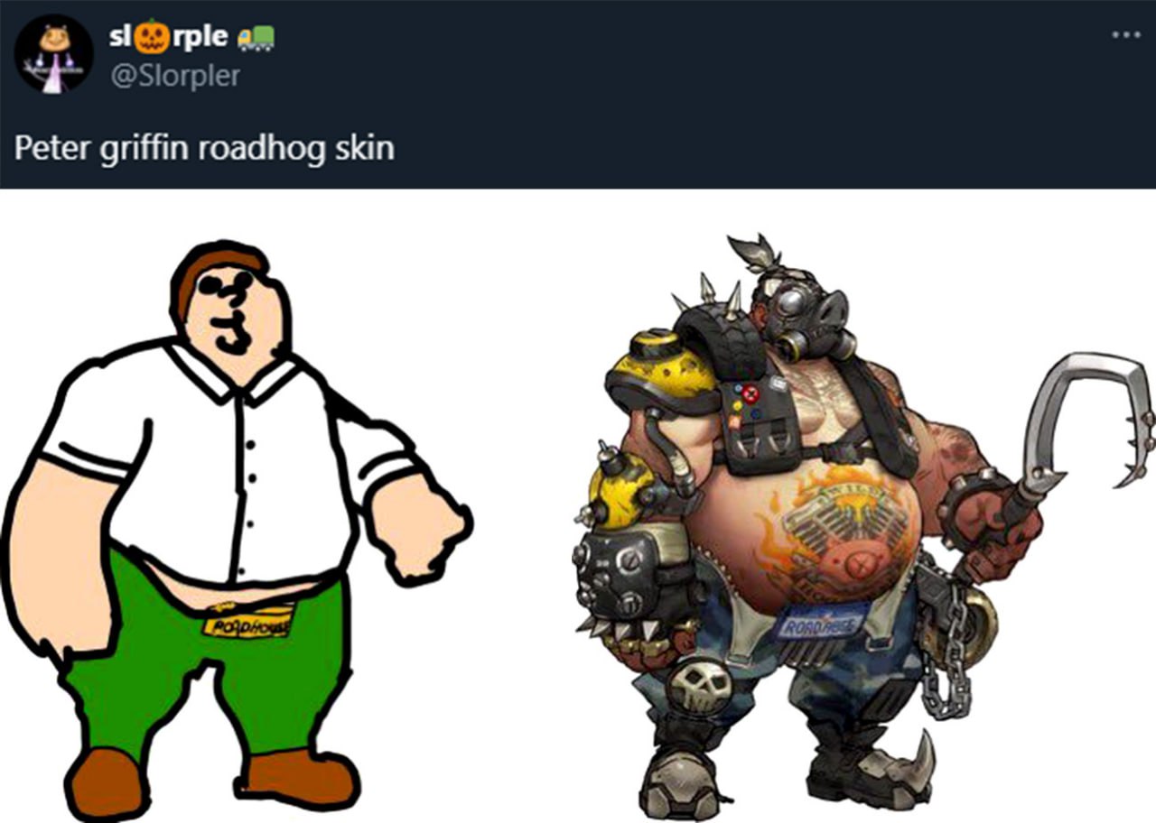 Peter Griffin Roadhog skin Мем со сравнением Питера Гриффина и Роадхога