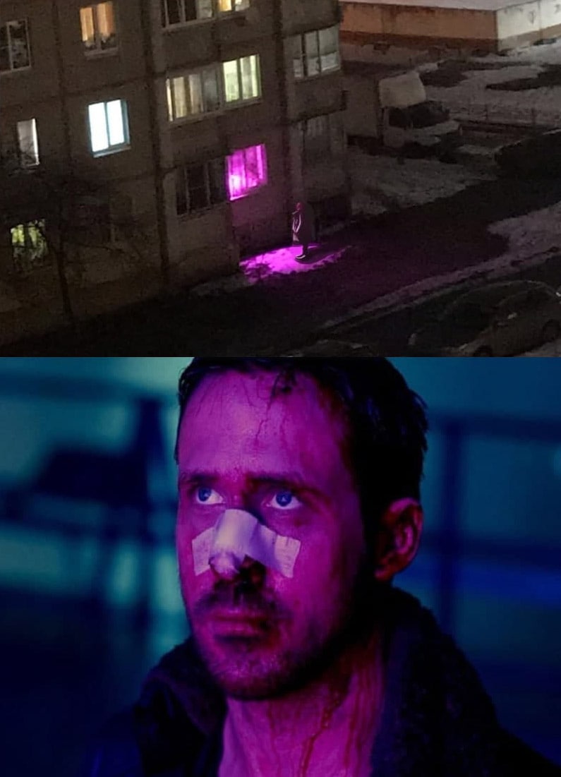 Розовый свет и Райан Гослинг из «Бегущего по лезвию 2049» Мем с розовым светом и Райаном Гослингом из фильма «Бегущий по лезвию 2049»