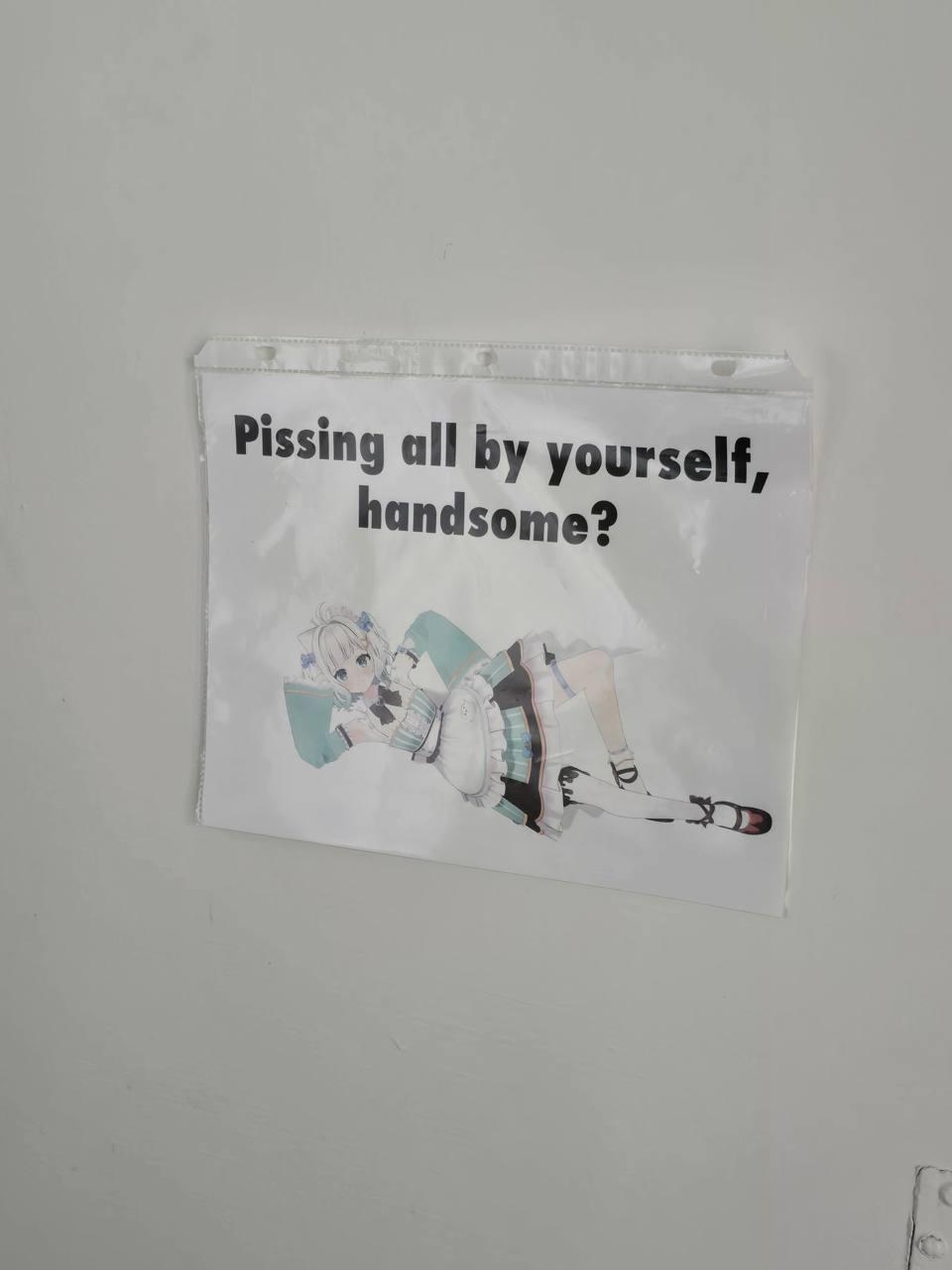 Мем с аниме-девушкой и текстом «Pissing all by yourself, handsome?»