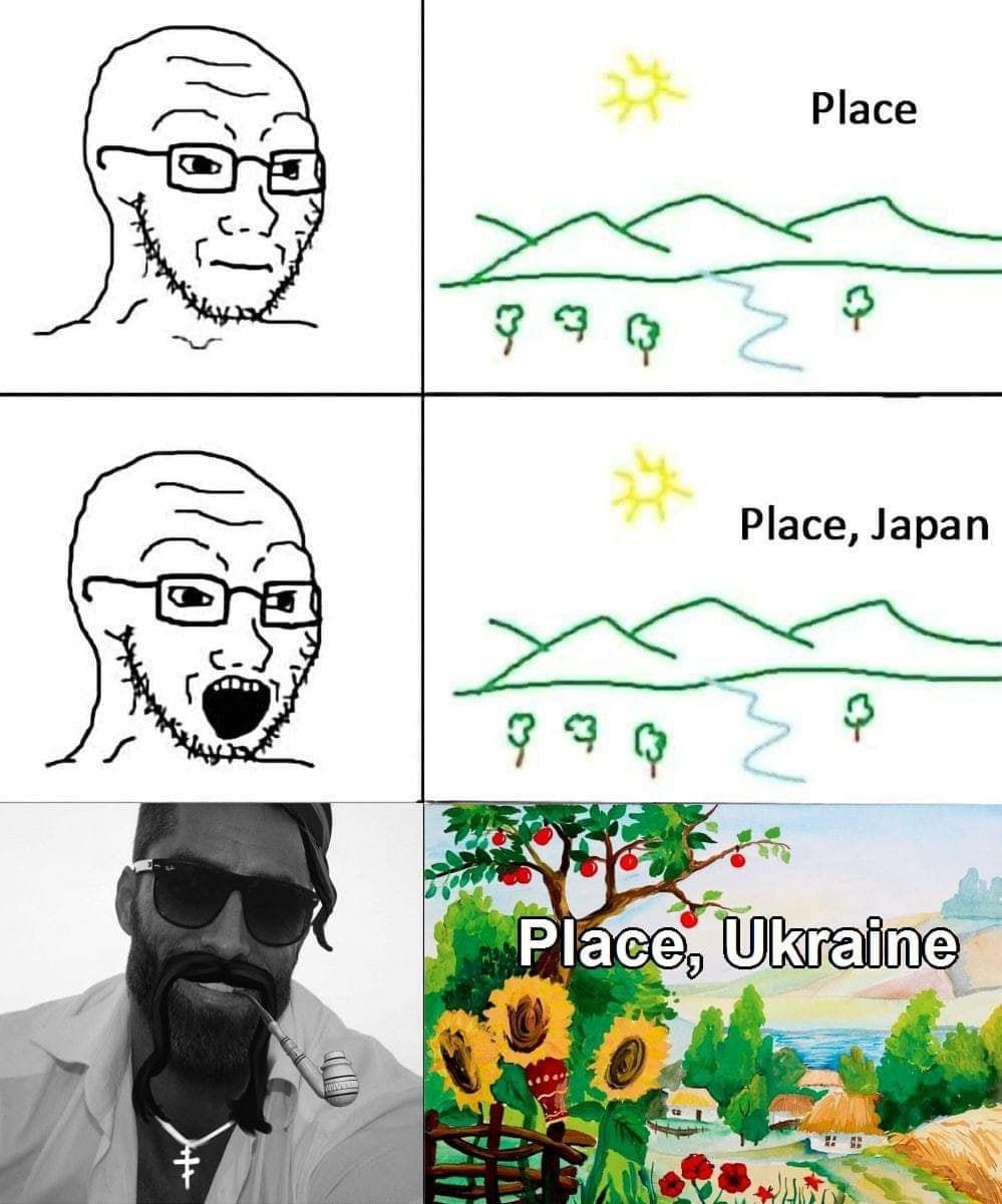 Place, Ukraine Мем Place, Ukraine с вояком и гигачадом