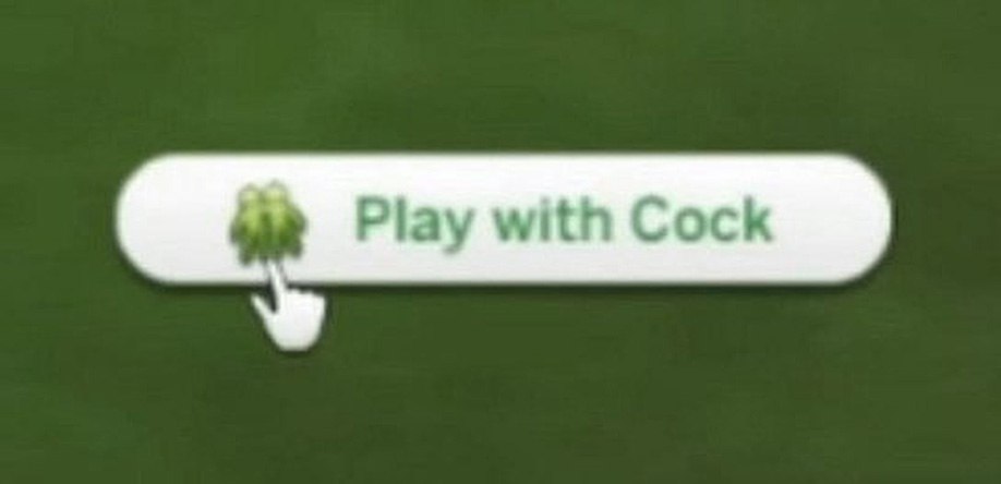 Кнопка Play with Cock Мем с кнопкой «Play with Cock» на зеленом фоне с изображением лягушки.