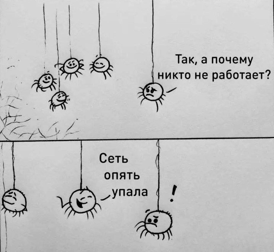 Так, а почему никто не работает? Сеть опять упала Так, а почему никто не работает? Сеть опять упала