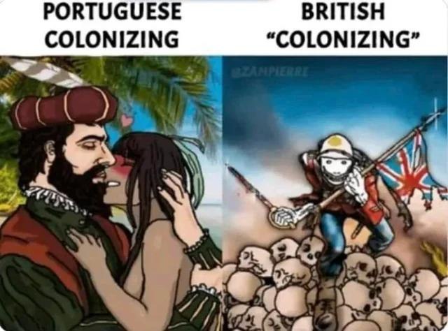 Portuguese colonizing vs British colonizing Португальская колонизация против британской колонизации