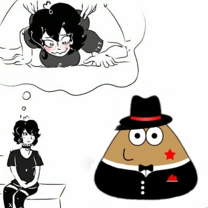 Pou в костюме гангстера и девушка в мечтах Pou в костюме гангстера и девушка в мечтах
