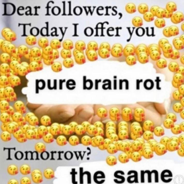 Pure brain rot Мем с текстом pure brain rot и эмодзи