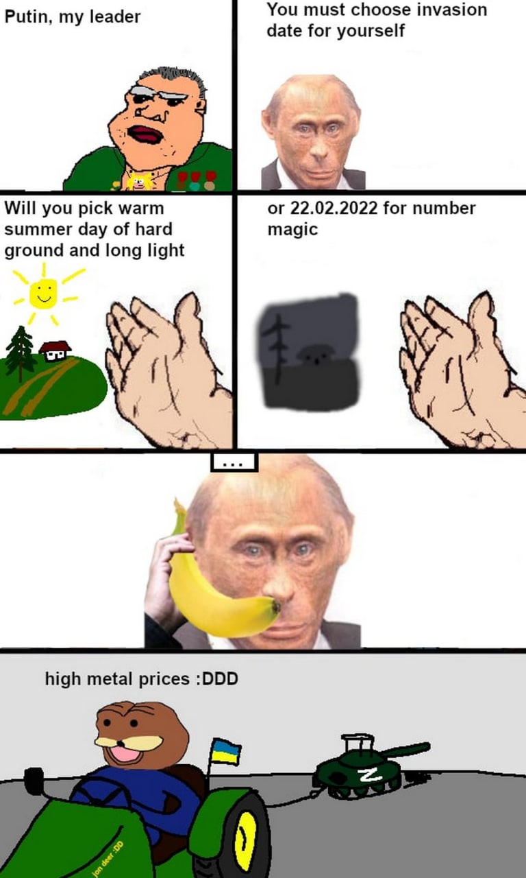 Путин выбирает дату вторжения Мем с Путиным, выбирающим дату для вторжения: теплое лето или 22 февраля 2022 года