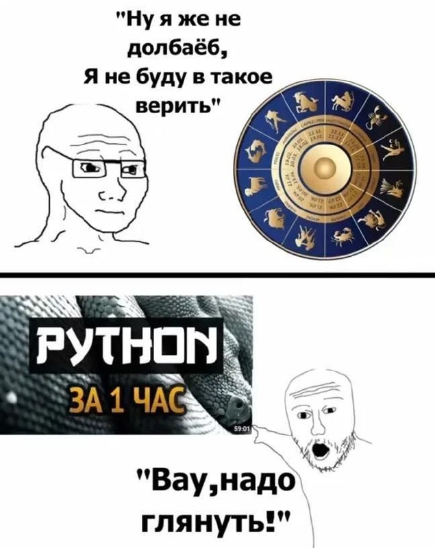 Когда не веришь в гороскопы, но сразу заинтересовался видео «Python за 1 час»