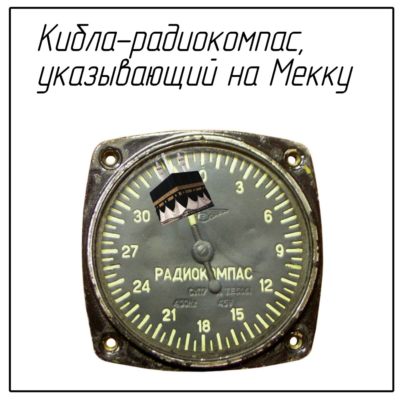 Кибла-радиокомпас, указывающий на Мекку Радиокомпас с каабой, указывающей направление на Мекку